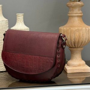 کیف چرم طبیعی مدل بابونه